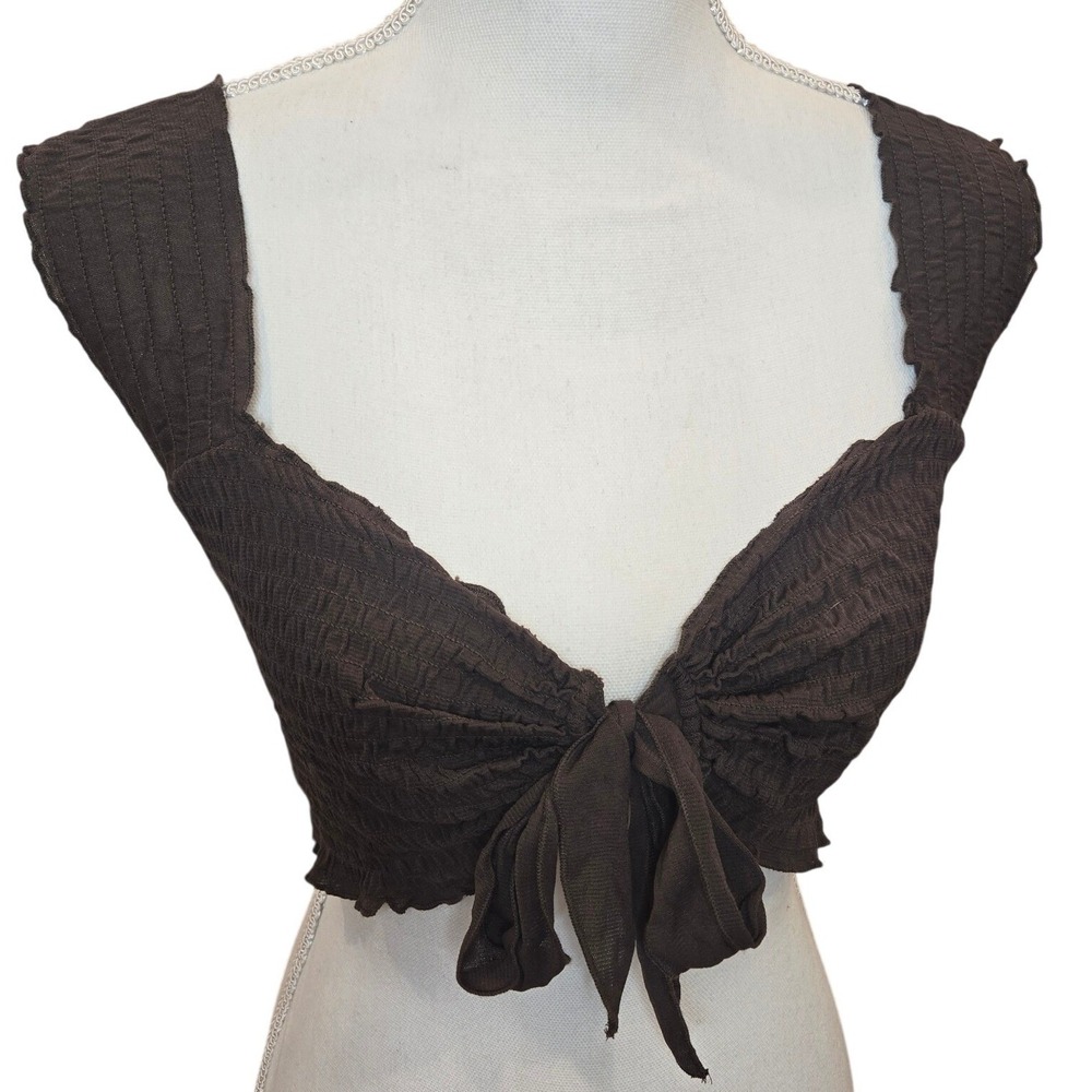 Y2K Victoria's Secret Crop Top Tie Front Brown Mesh‎ Boho Fairy Festival Medium